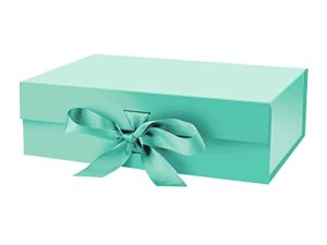 صندوق هدايا DaiJoob مع غطاء لتقديم 10.5x7.5x3.1 بوصة مع شريط وإغلاق مغناطيسي (عبوة واحدة) (أزرق روبن)