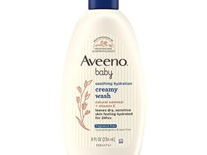 غسول الجسم الكريمي المرطب المهدئ من Aveeno Baby مع دقيق الشوفان الطبيعي للبشرة الجافة والحساسة ، لا يسبب الحساسية ، العطور ، تركيبة خالية من البارابين والدموع ، 8 أونصة سائلة