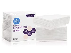 مناشف MED PRIDE Platinum للعناية الشخصية [90 عبوة] - مناديل جافة فائقة النعومة - يمكن التخلص منها وغير معطرة للأطفال أو للعناية بكبار السن والكبار - صحية لليدين أو الوجه أو الجسم أو سلس البول - 12.5 × 11 بوصة