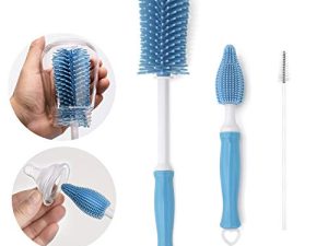 فرشاة زجاجة سيليكون من Beauty Nymph مكونة من 3 قطع من فرش التنظيف لتنظيف زجاجات المياه الرياضية وأكواب وزجاجة القش