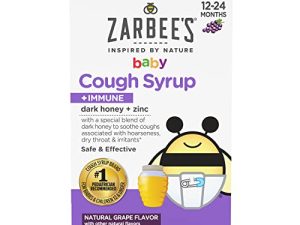 شراب السعال للأطفال من Zarbee + محصن بالعسل ، نكهة العنب الطبيعية ، 2 أونصة سائلة