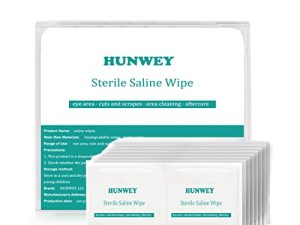 مناديل HUNWEY المالحة - 48ct غير معطر منظف للوجه والجروح والعناية اللاحقة للأطفال البالغين حزمة فردية للسفر