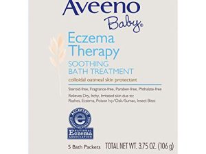 علاج حمام مهدئ لعلاج الأكزيما من Aveeno Baby لتخفيف البشرة الجافة والمتهيجة والحكة ، مصنوع من دقيق الشوفان الغرواني الطبيعي المهدئ ، 5 قيراط.