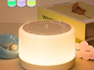 آلة الضوضاء البيضاء للأطفال البالغين النائمين ، آلة صوت winshine ، ضوء ليلي للأطفال ، 32 صوتًا مهدئًا عالي الدقة و 7 ألوان إضاءة ، ميزة مؤقت ، سماعات رأس Jack Sleep Noise Maker