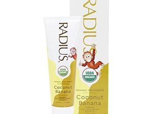 RADIUS USDA معجون أسنان عضوي للأطفال ، جوز الهند والموز ، 3 أونصة (عبوة من 1)