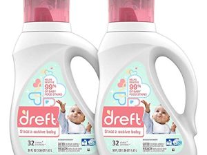 Dreft المرحلة 2: صابون سائل منظف لغسيل الأطفال ، طبيعي لحديثي الولادة أو الرضع ، 64 حمولة إجمالية (عبوة من قطعتين) - لا يسبب الحساسية للبشرة الحساسة