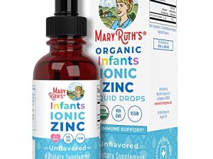 زنك أيوني سائل للرضع مع جليسرين عضوي من MaryRuth's ، كبريتات الزنك لدعم المناعة ، نباتي ، مركب للأعمار من 0 إلى 12 شهرًا ، كمية تكفي لشهر واحد ، 2 أونصة سائلة