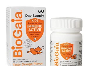 بروبيوتيك BioGaia Protectis المناعي الفعال للأطفال | ثبت سريريًا بروبيوتيك + فيتامين د | يدعم جهاز المناعة والجهاز الهضمي والصحة العامة | بروبيوتيك الاطفال | أقراص البرتقال القابلة للمضغ | تكفي لمدة 60 يومًا