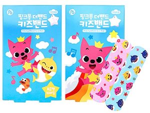 [تصميم عشوائي] إسعافات أولية صديقة للأطفال من Baby Shark مكونة من 32 قطعة من الضمادات بنمط الأحرف: عبوتان (16 قطعة × 2)