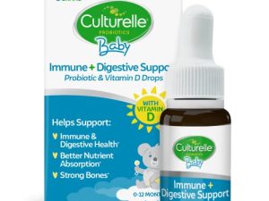 Culturelle Baby Immune + دعم الجهاز الهضمي قطرات البروبيوتيك وفيتامين د ، تساعد في دعم صحة الجهاز المناعي والجهاز الهضمي وعظام قوية * عند الأطفال والرضع وحديثي الولادة من سن 0 إلى 12 شهرًا ، خالية من الغلوتين وغير معدلة وراثيًا ، 9 مل