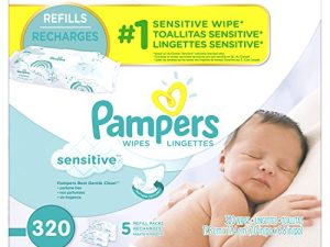 مناديل بامبرز المبللة للبشرة الحساسة للأطفال 5x عبوات قابلة لإعادة التعبئة ، 64 قطعة (عبوة من 5)