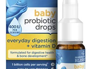 قطرات البروبيوتيك للأطفال من Mommy's Bliss + فيتامين D - الغازات والإمساك وتخفيف أعراض المغص - حديثي الولادة وما فوق - طبيعي ، بدون نكهة ، بدون نكهة ، 0.34 أونصة سائلة (BAB05563)